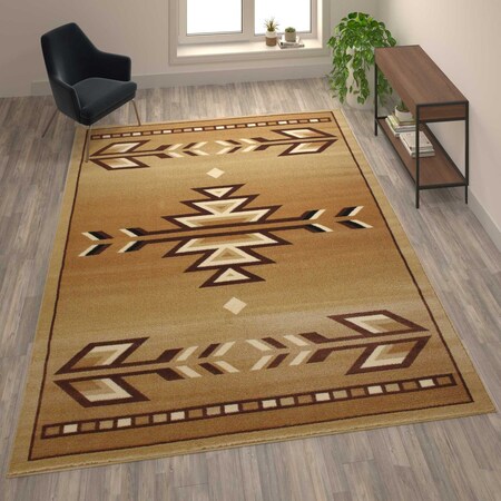Flash Furniture Brown 8 x 10 Southwestern Style Patterned Area Rug OKR-RG1114-810-BG-GG